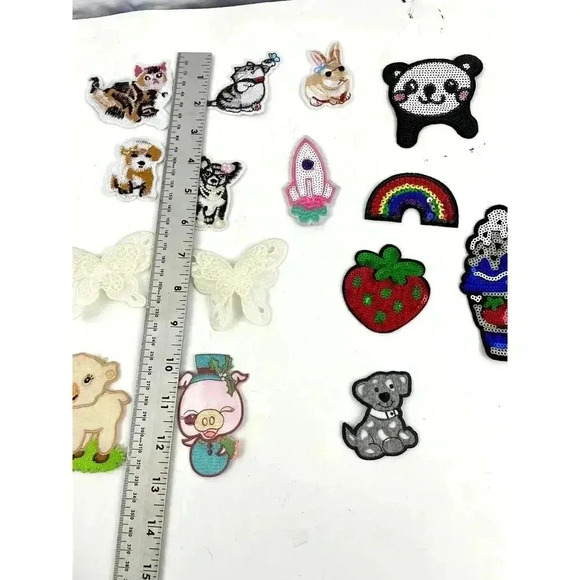20 PC Assorted Sewing Applique Patches Iron on Sew On NEW Mixed Cats Sequin - Picture 6 of 12